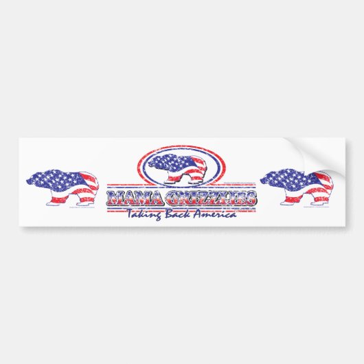 NEW-Patriotic-Grizzly Bumpersticker (Voorkant)