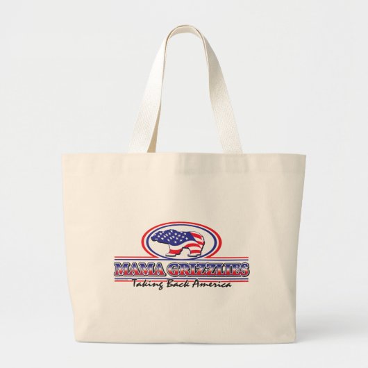 NEW-Patriotic-Grizzly Grote Tote Bag (Voorkant)
