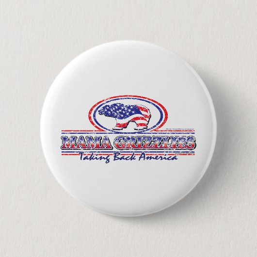 NEW-Patriotic-Grizzly Ronde Button 5,7 Cm (Voorkant)