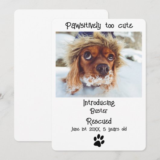 New Pet Dog Announcement Kaart (Voorkant / Achterkant)