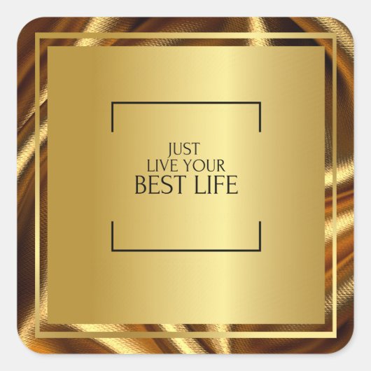 "New Reflection: You Are Greatness" Zwart en Goud Vierkante Sticker (Voorkant)