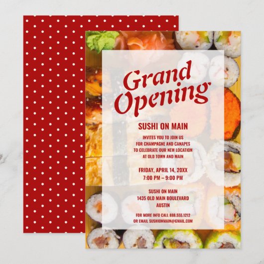 New Restaurant Grand Opening | Sushi Seafood Kaart (Voorkant / Achterkant)
