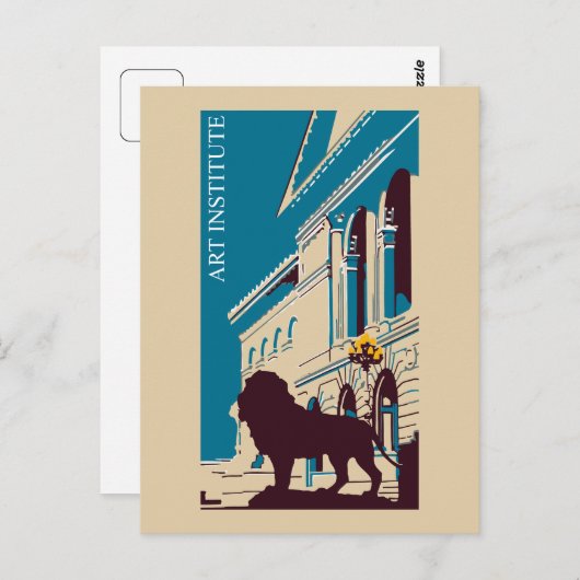 New Retro art institute Chicago adverteren Briefkaart (Voorkant / Achterkant)