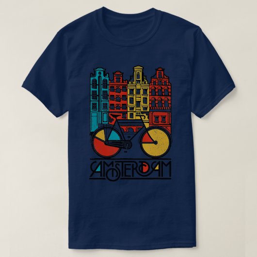 New Retro Bicycle Bike Amsterdam City Jersey T-shirt (Design voorkant)