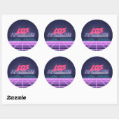 New Retro Wave LA Mountains Ronde Sticker (Vel)
