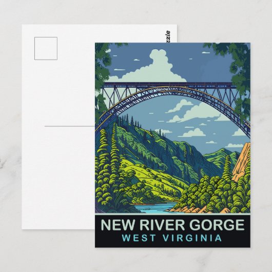 New River Gorge, Brug, WV, Reizen Briefkaart (Voorkant / Achterkant)