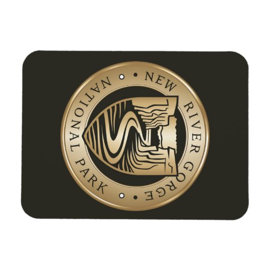 New River Gorge Nationaal Park Gouden embleem Magneet (Horizontaal)