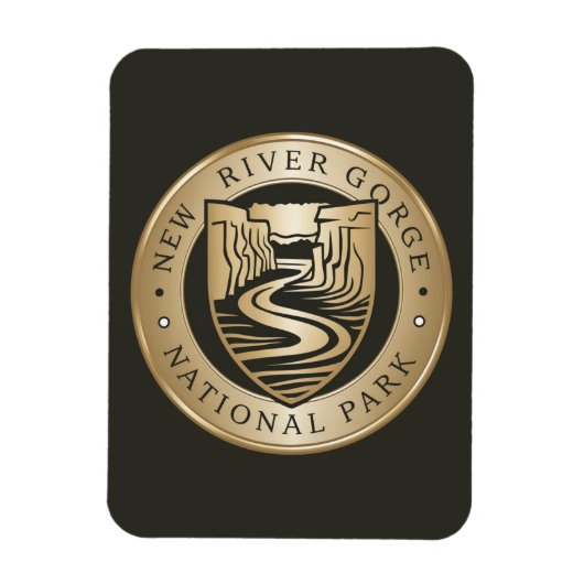 New River Gorge Nationaal Park Gouden embleem Magneet (Verticaal)