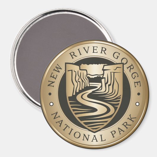 New River Gorge Nationaal Park Gouden embleem Magneet (Voorkant / Achterkant)