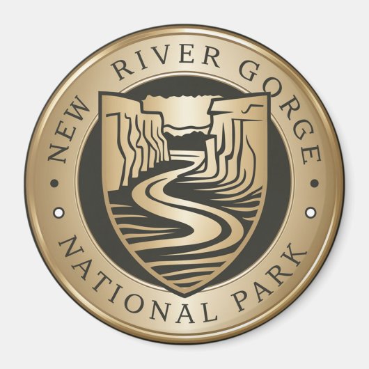 New River Gorge Nationaal Park Gouden embleem Magneet (Voorkant)