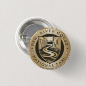 New River Gorge Nationaal Park Gouden embleem Ronde Button 3,2 Cm (Voorkant /achterkant)