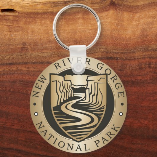 New River Gorge Nationaal Park Gouden embleem Sleutelhanger (Achterkant)
