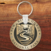 New River Gorge Nationaal Park Gouden embleem Sleutelhanger (Voorkant)