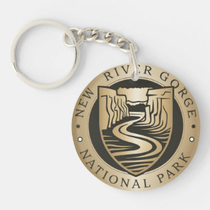 New River Gorge Nationaal Park Gouden embleem Sleutelhanger