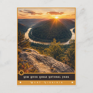 New River Gorge National Park Antiek Briefkaart