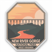 New River Gorge National Park Minimal Retro Emblem Sticker (Voorkant)