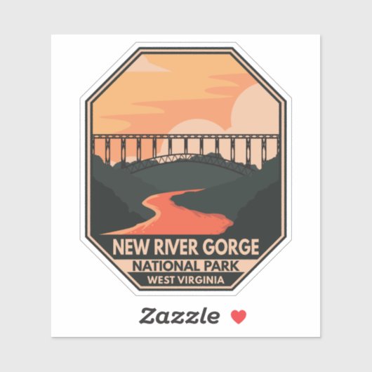 New River Gorge National Park Minimal Retro Emblem Sticker (Vel)