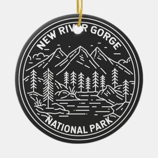 New River Gorge National Park Monoline Keramisch Ornament (Voorkant)