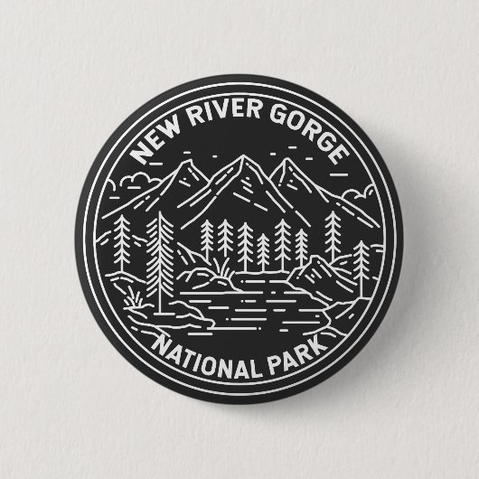 New River Gorge National Park Monoline Ronde Button 5,7 Cm (Voorkant)