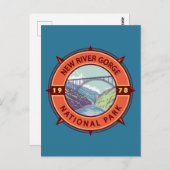 New River Gorge National Park Retro Compass Emblem Briefkaart (Voorkant / Achterkant)