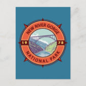 New River Gorge National Park Retro Compass Emblem Briefkaart (Voorkant)