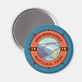New River Gorge National Park Retro Compass Emblem Magneet (Voorkant / Achterkant)