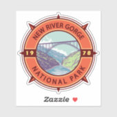 New River Gorge National Park Retro Compass Emblem Sticker (Vel)