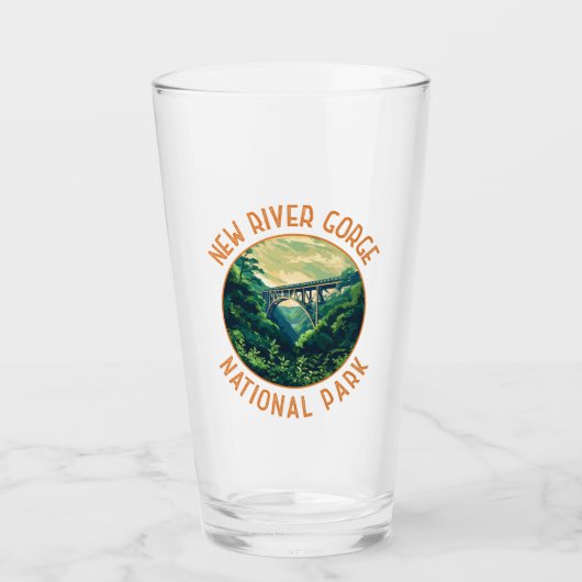 New River Gorge National Park Retro verontrust Glas (Voorkant)