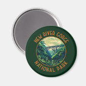New River Gorge National Park Retro verontrust Magneet (Voorkant / Achterkant)
