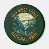 New River Gorge National Park Retro verontrust Magneet (Voorkant)