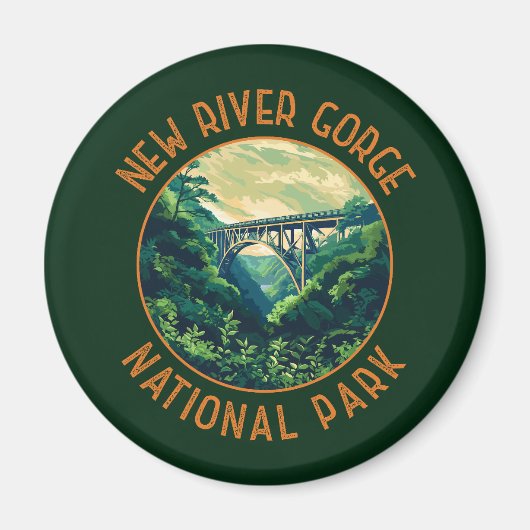 New River Gorge National Park Retro verontrust Magneet (Voorkant)