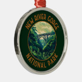 New River Gorge National Park Retro verontrust Metalen Ornament (Rechts)