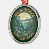New River Gorge National Park Retro verontrust Metalen Ornament (Links)