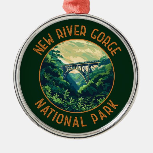 New River Gorge National Park Retro verontrust Metalen Ornament (Voorkant)