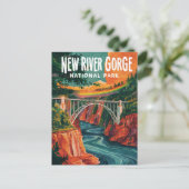 New River Gorge National Park Waterverf Design Feestdagenkaart (Staand voorkant)