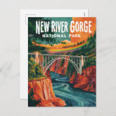 New River Gorge National Park Waterverf Design Feestdagenkaart (Voorkant / Achterkant)