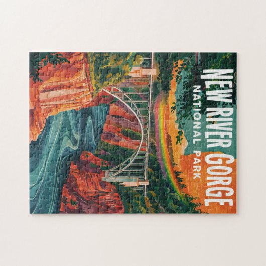 New River Gorge National Park Waterverf Design Legpuzzel (Horizontaal)