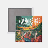 New River Gorge National Park Waterverf Design Magneet (Voorkant / Achterkant)