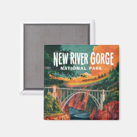 New River Gorge National Park Waterverf Design Magneet (Voorkant / Achterkant)