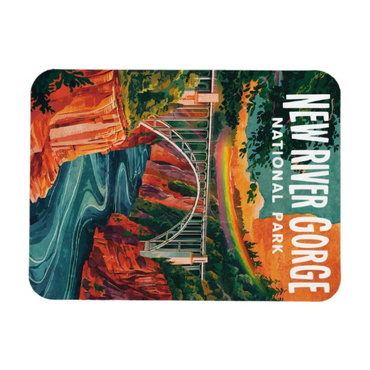 New River Gorge National Park Waterverf Design Magneet (Horizontaal)