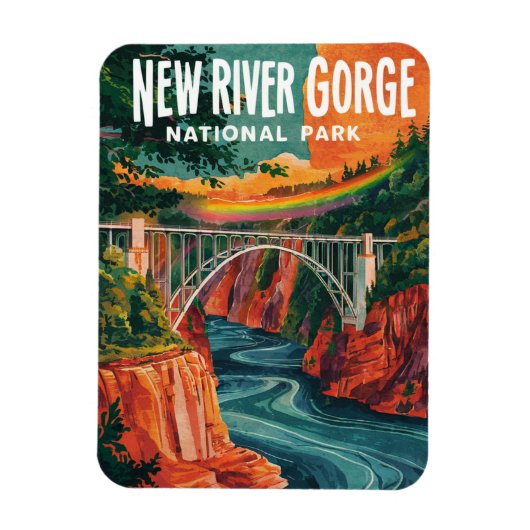 New River Gorge National Park Waterverf Design Magneet (Verticaal)