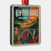 New River Gorge National Park Waterverf Design Metalen Ornament (Rechts)