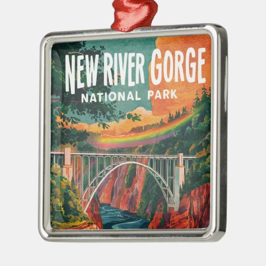 New River Gorge National Park Waterverf Design Metalen Ornament (Links)