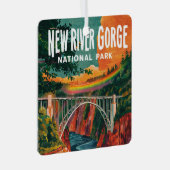 New River Gorge National Park Waterverf Design Metalen Ornament (Voorkant Rechts)