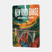 New River Gorge National Park Waterverf Design Metalen Ornament (Voorkant links)