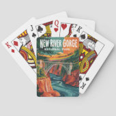 New River Gorge National Park Waterverf Design Pokerkaarten (Achterkant)