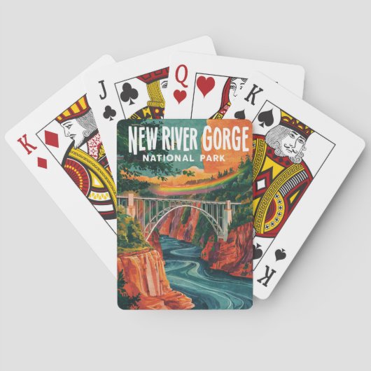 New River Gorge National Park Waterverf Design Pokerkaarten (Achterkant)