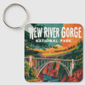 New River Gorge National Park Waterverf Design Sleutelhanger (Voorkant)