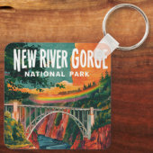 New River Gorge National Park Waterverf Design Sleutelhanger (Achterkant)