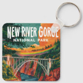 New River Gorge National Park Waterverf Design Sleutelhanger (Achterkant)